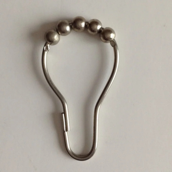 Shower Curtain Hooks Silver Roller Ball Rings Pack of 12 Bathroom Accessories - Picture 1 of 3